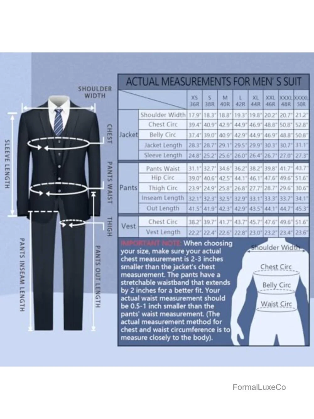 3 Piece Slim Fit Suit Set - Jacket, Vest, Pants, Tie